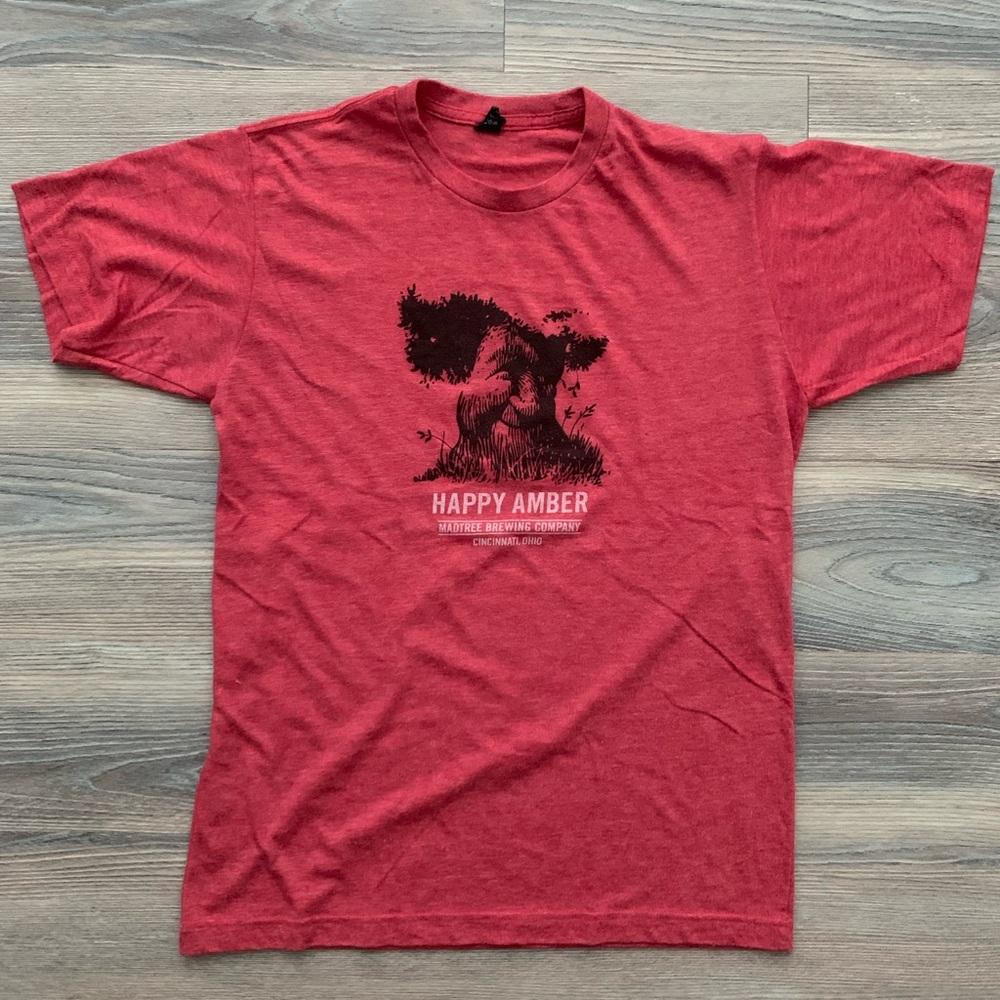 🍺 MadTree Brewing “Happy Amber” Beer Tee | Unisex M | Soft Vintage Red 🍻